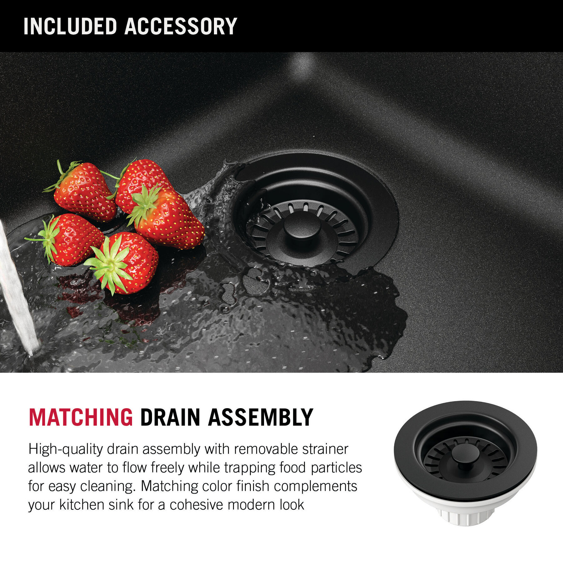 30” Granite Composite Workstation Kitchen Sink Drop-In Top Mount Single Bowl with WorkFlow™ Ledge and Accessories in Black, image 3